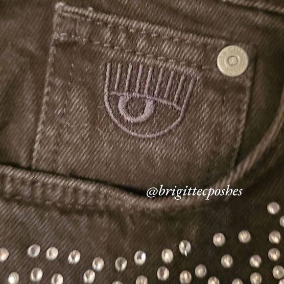 CHIARA FERRAGNI Long Short Crystal Black Denim - Picture 4 of 9